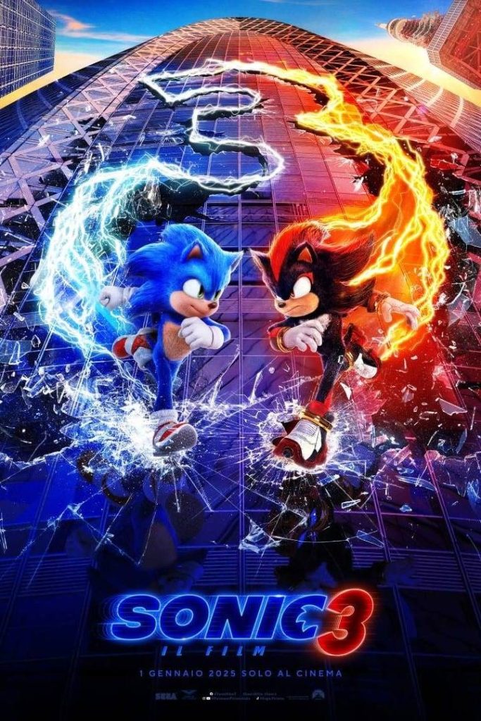 Sonic 3 il poster del film dedicato al trailer con i protagonisti