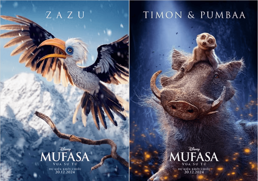 Mufasa Il Re Leone i poster ufficiali dei personaggi