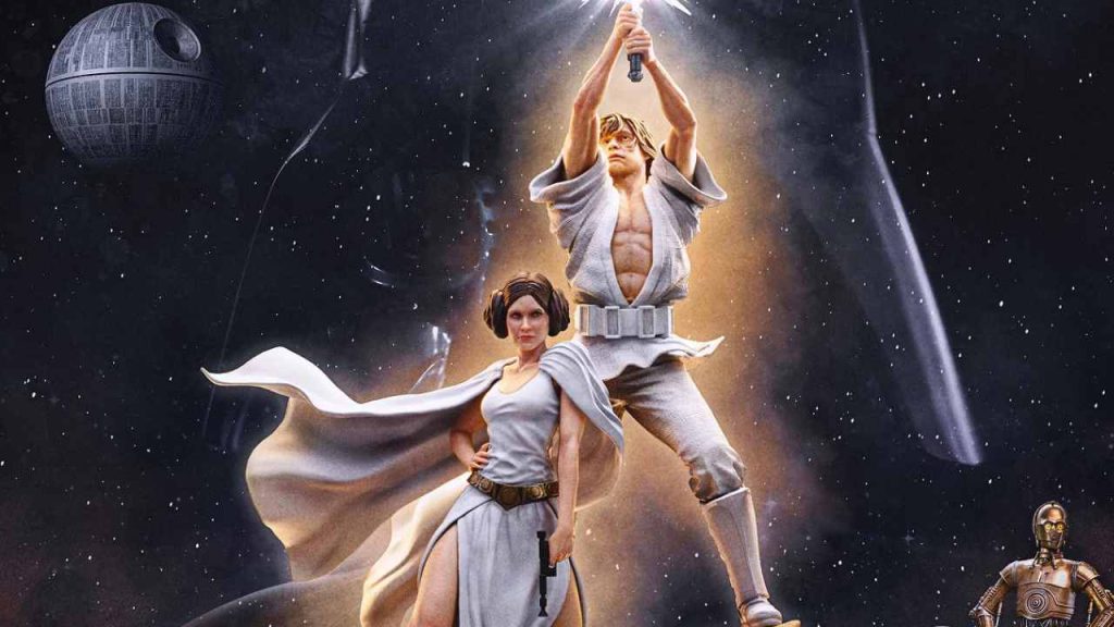 Star Wars: Luke e Leila statua collezione Iron Studios