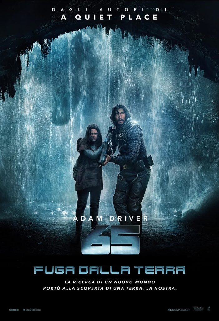 stasera in tv film prima serata oggi 23 agosto 2026 poster film 65 Fuga dalla Terra